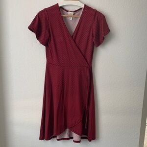 Caution To The Wind Maroon Wrap High Low Dress